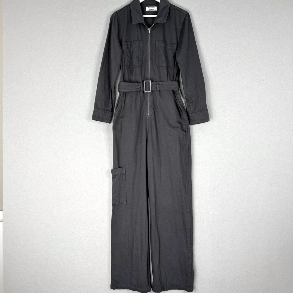 Reformation Jeans Gray Stone Denim Ricky Jumpsuit Boiler Suit 10 Organic Cotton